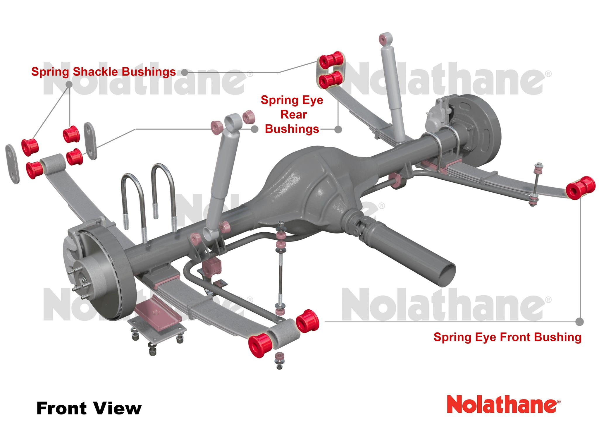 Nolathane - Rear Leaf Spring And Shackle Bushing - With Moulded Shackles